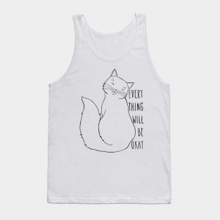 Everything Will Be Okay Cat - Black Tank Top